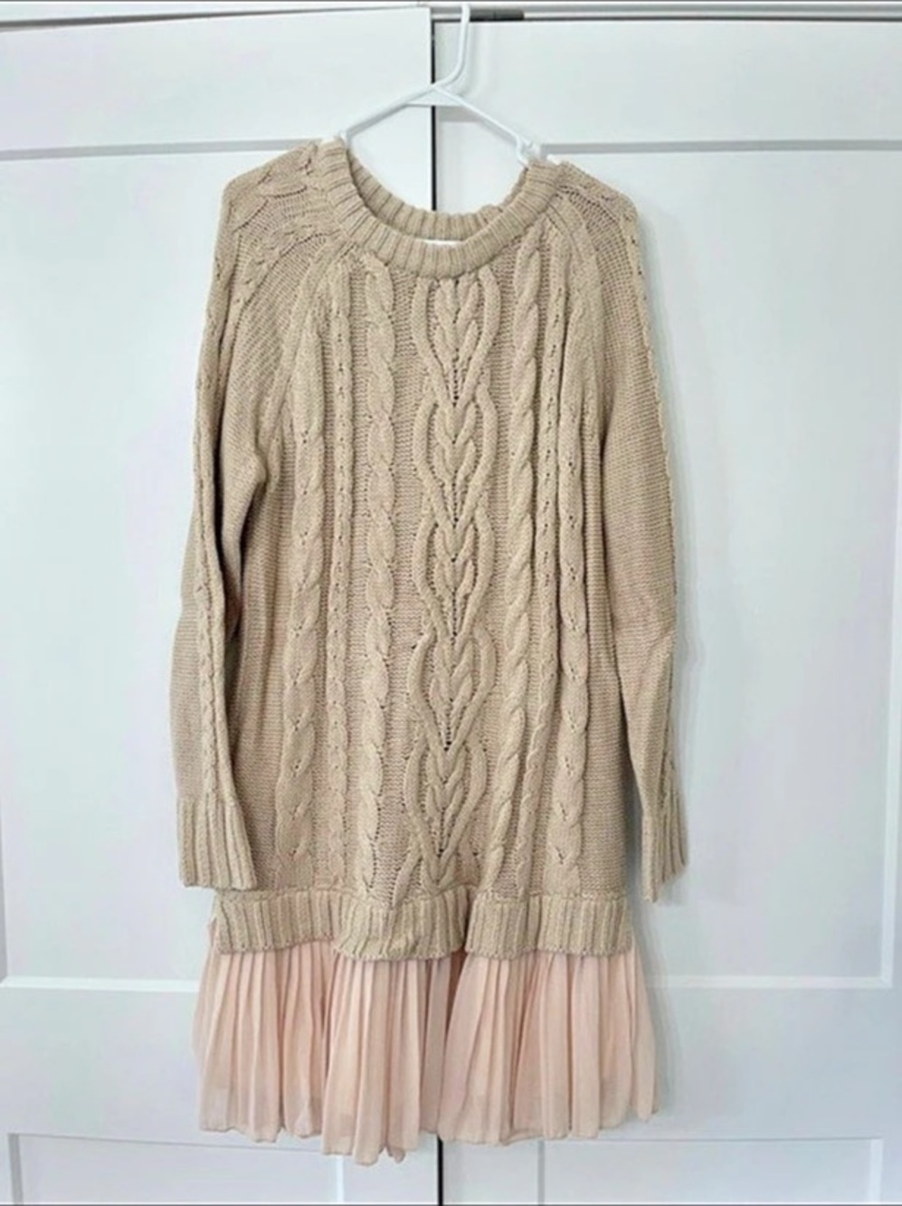 Knit Pleated Mini Dress in Brown & Pink Like New